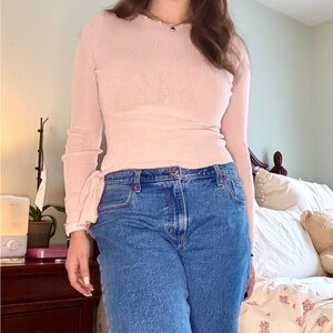 AU10/US8 Pink blouse with side bow tie
